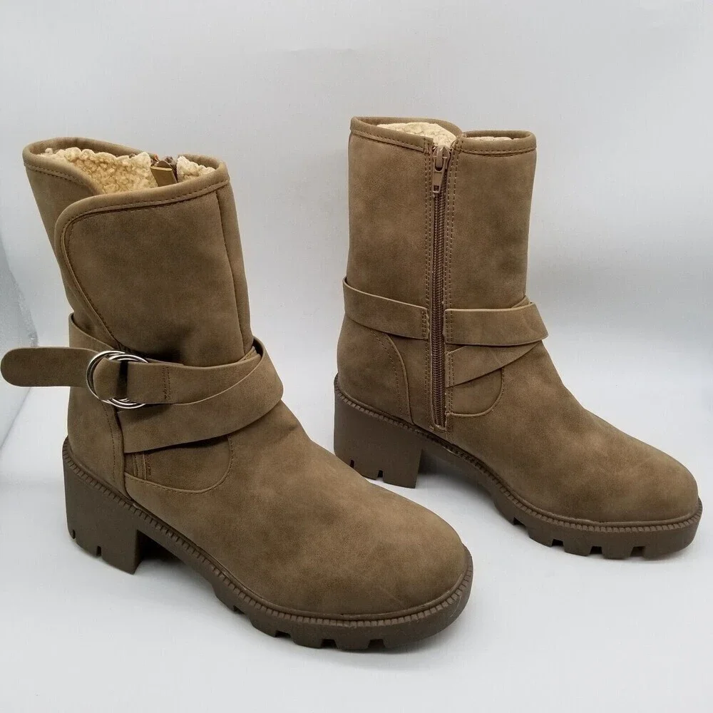 Dolce Vita Women Tan Block Heel Nola Platform‎ Boots 9